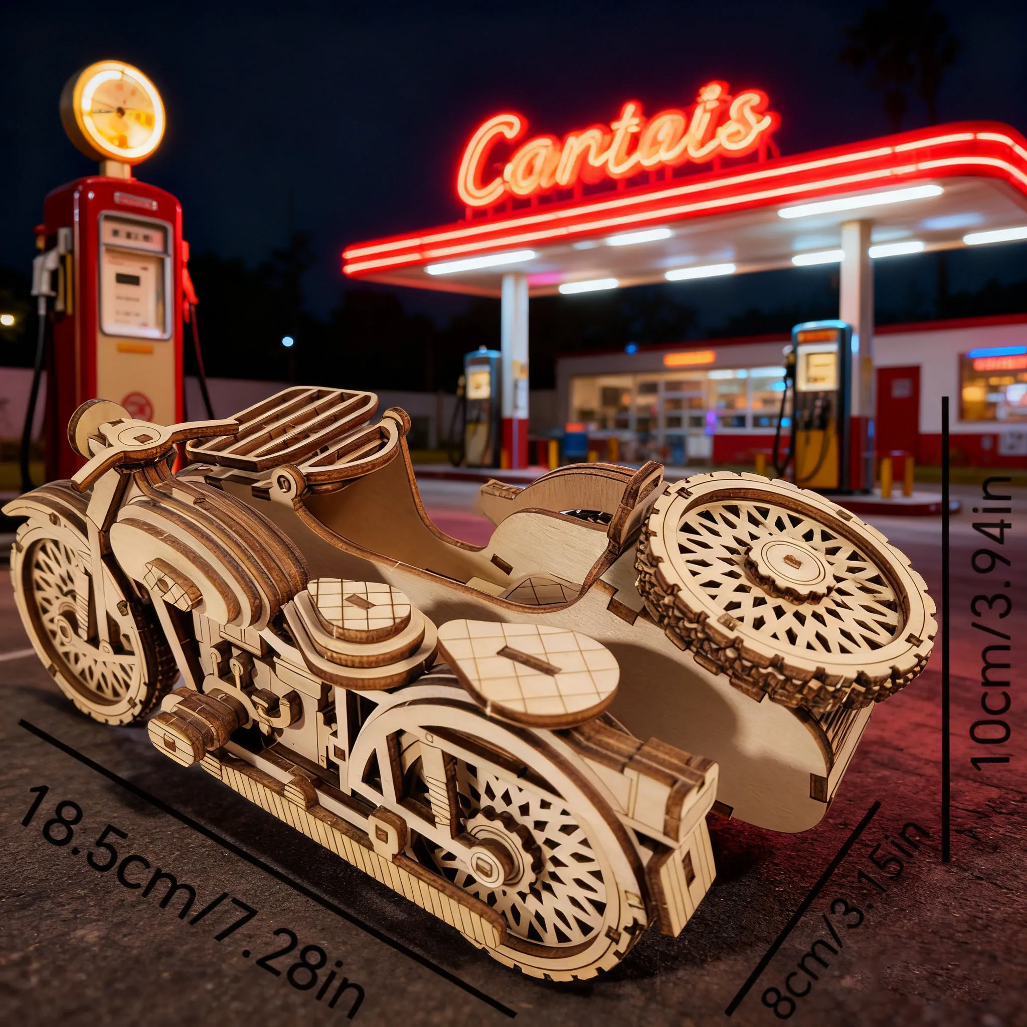 DIY Puzzle Model Vintage Tricycle 3D Puzzle Kit Fun Assembly Set Wooden Building Blocks Birthday Gift