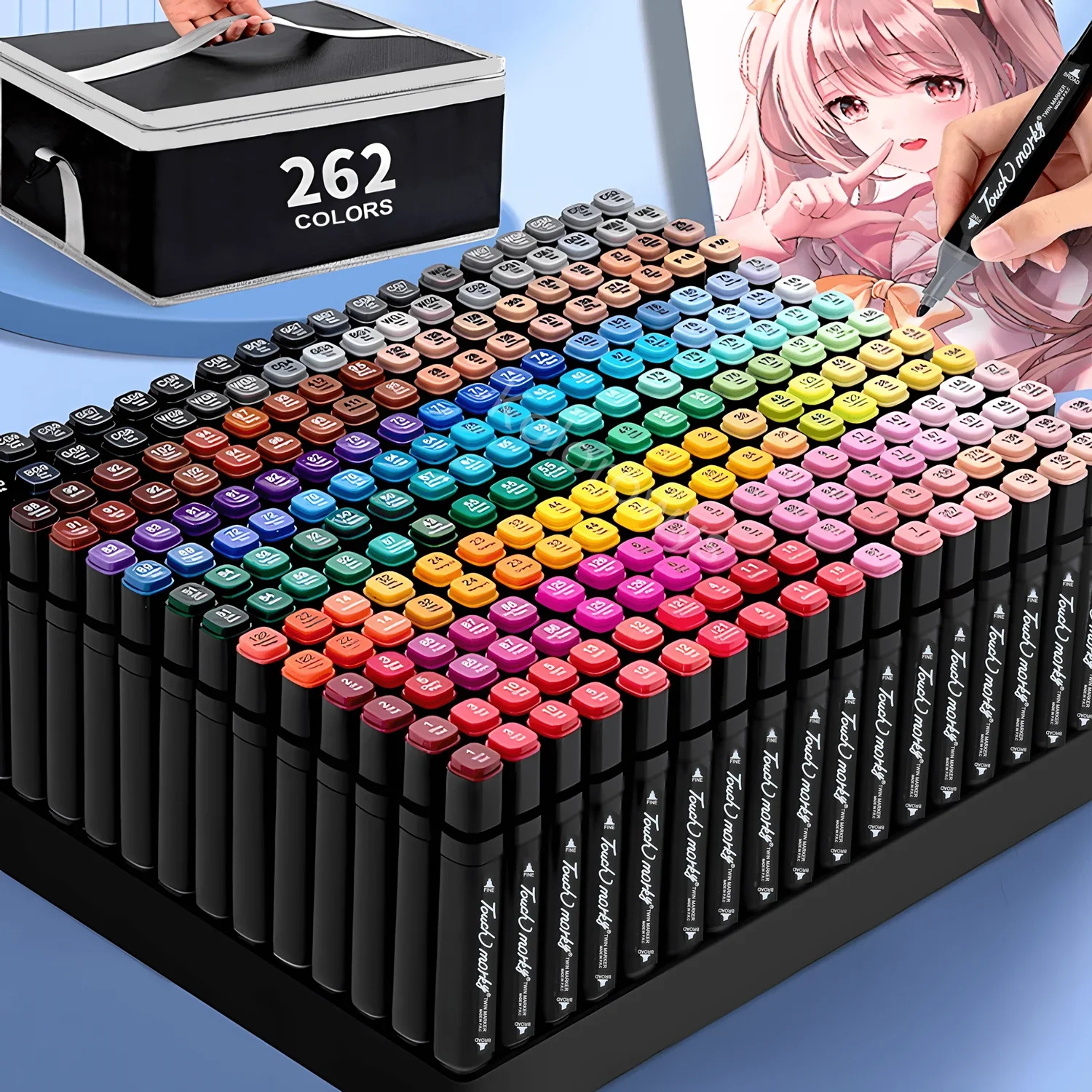 

12-262 Colors Alcohol Felt Markers Pens Dual Tip Permanent Artist Art School Supplies Manga Sketching Markers Student Gift