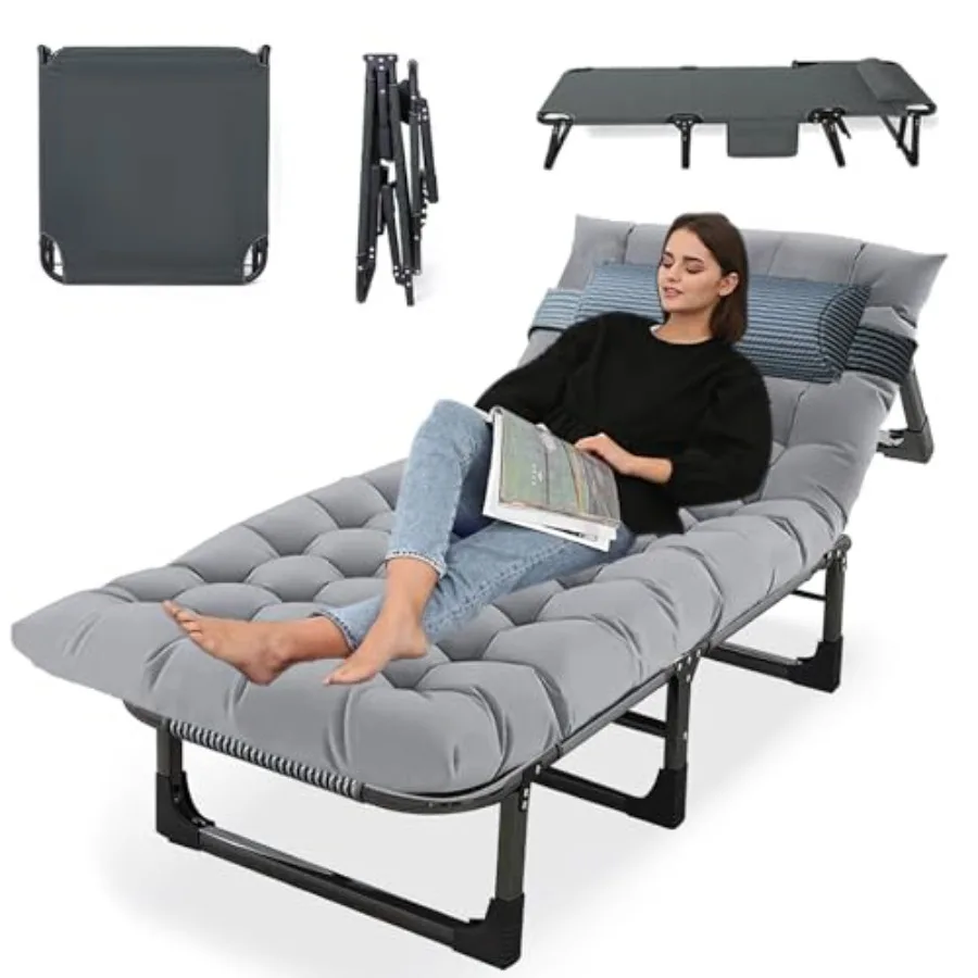 

Прочная походная раскладушка для взрослых с матрасом, 10-ножная портативная складная кровать-раскладушка, особо устойчивая, для кемпинга и путешествий