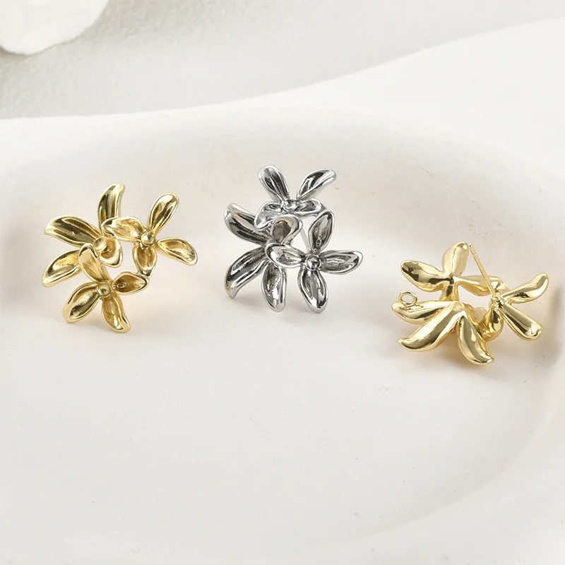 6 أزواج من إكسسوارات المجوهرات ذاتية الصنع قاعدة حلقية على شكل زهرة مع وصلة حلقة للنساء معلقة على صنع أقراط اللؤلؤ #5