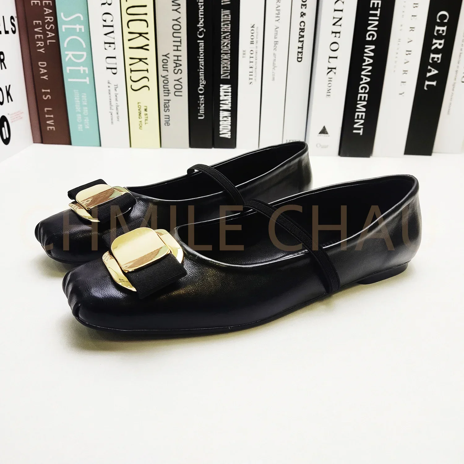 【Measure your feet length before order】New in Buckle Ballet Flat Shoe Woman Fashion Temperament Party Mary Janes Pumps 18-CHC-33