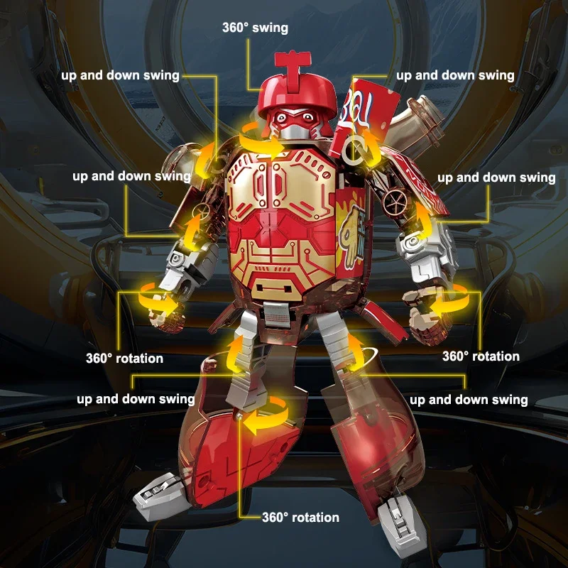 New Soda Transformable Robot Toy Dual-form Action Figure Creative Warrior Cola Orange Juice Boy Assembly Model Children's Toy