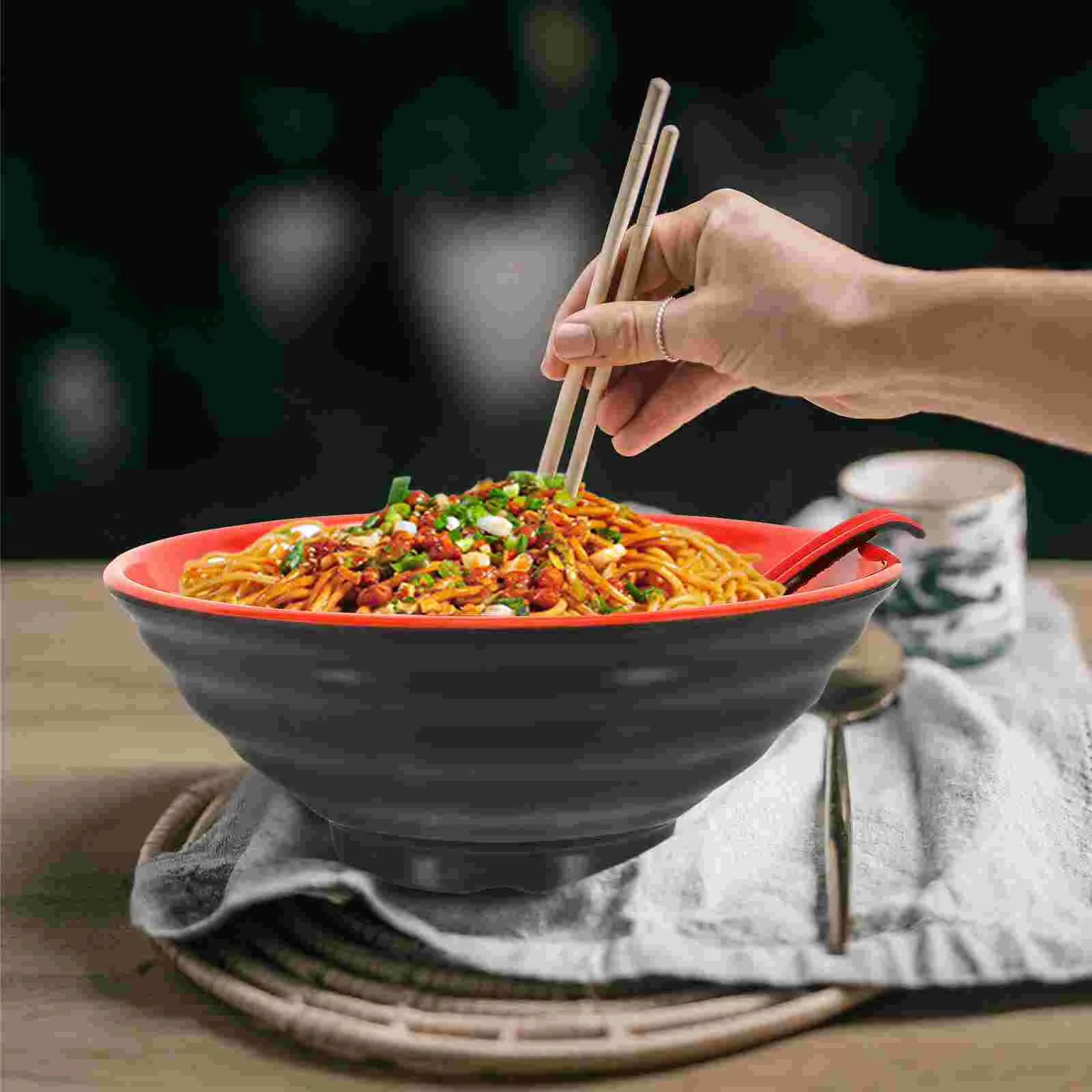 Ramen Bowl Set Hotel Japanese Style Tableware Soup Bowls Melamine Multi-use Microwavable Delicate Noodle