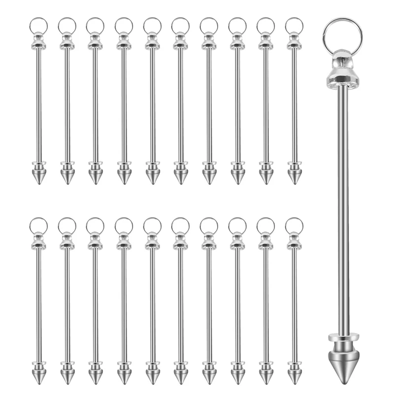 WISH 20 pièces porte-clés perlés porte-clés en métal argenté faisant des fournitures porte-clés perlés en vrac projet de bricolage fournitures cadeaux