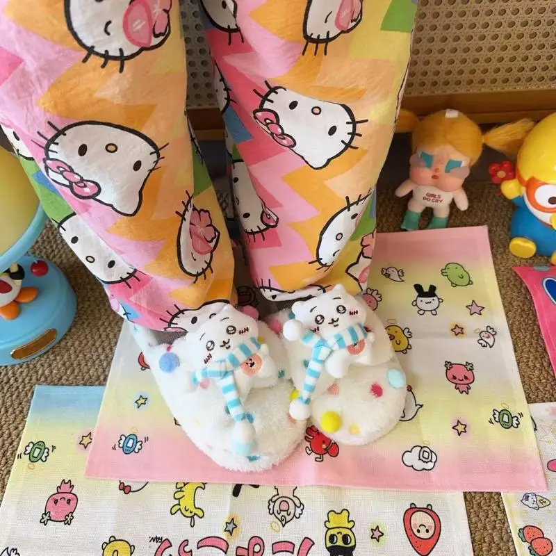 novas-pantufas-de-veludo-chiikawa-para-uso-interno-pantufas-de-algodao-com-estampa-hachiware-usagi-pantufas-de-algodao-para-outono-e-inverno-pantufas-de-desenho-animado-para-uso-interno