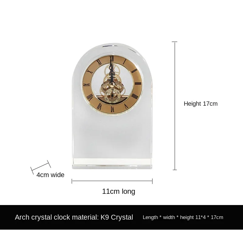 

Crystal Mechanical Table Clock Transparent Table Watch Desk Clock Metal Silent Desktop Clocks Vintage Living Room Decoration
