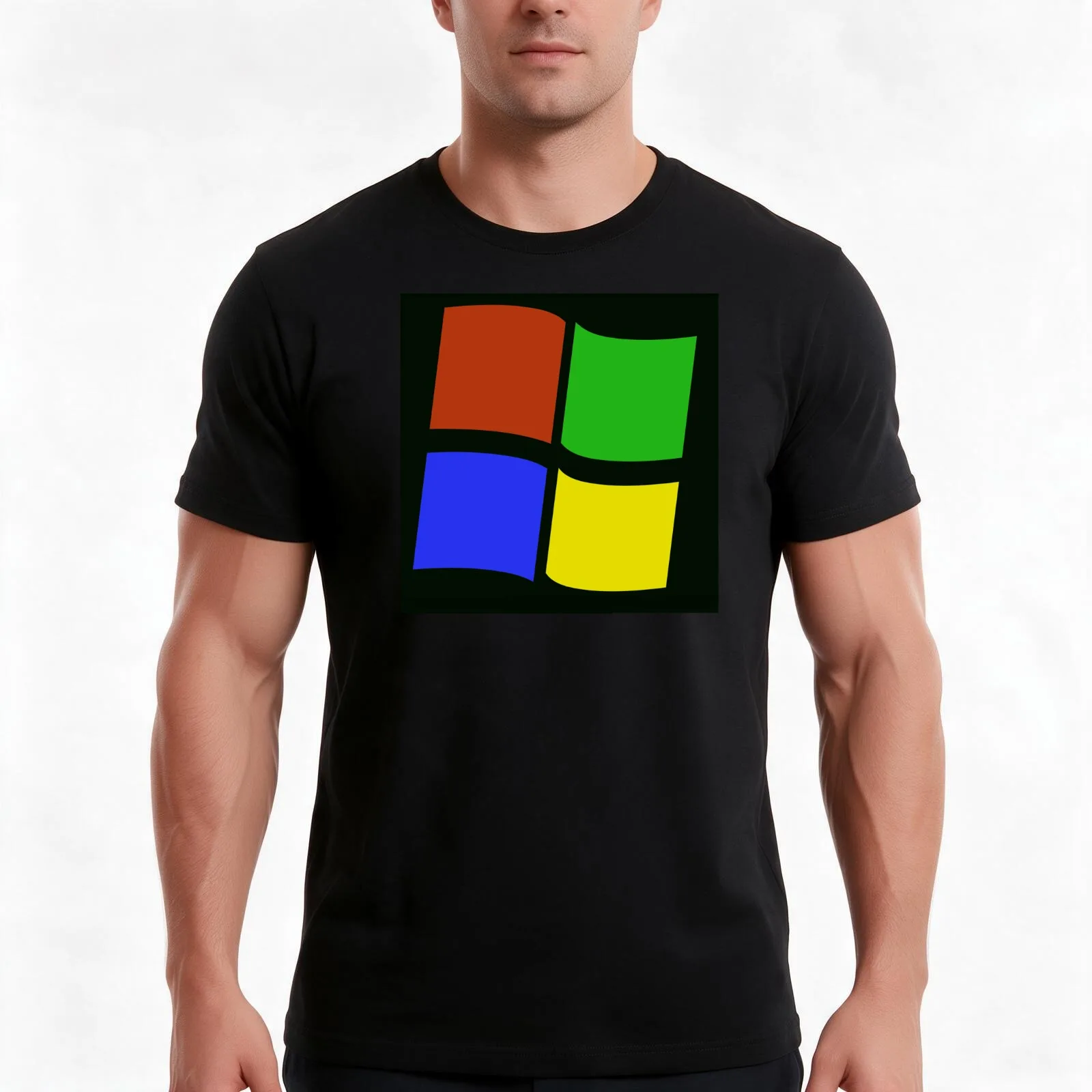 Windows T-Shirt Summer Casual Cotton Tee Oversized Streetwear Tops Vintage Graphic Print Loose Fit Short Sleeve 100% Cotton