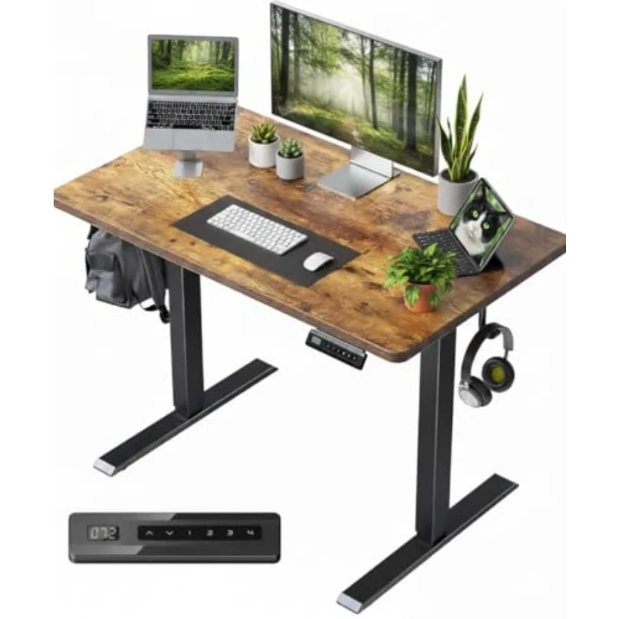 

x 20 Small One-Piece Standing Desk Adjustable Height Electric Computer Sit Stand up Home Office Workstation with 4 Memory Prese
