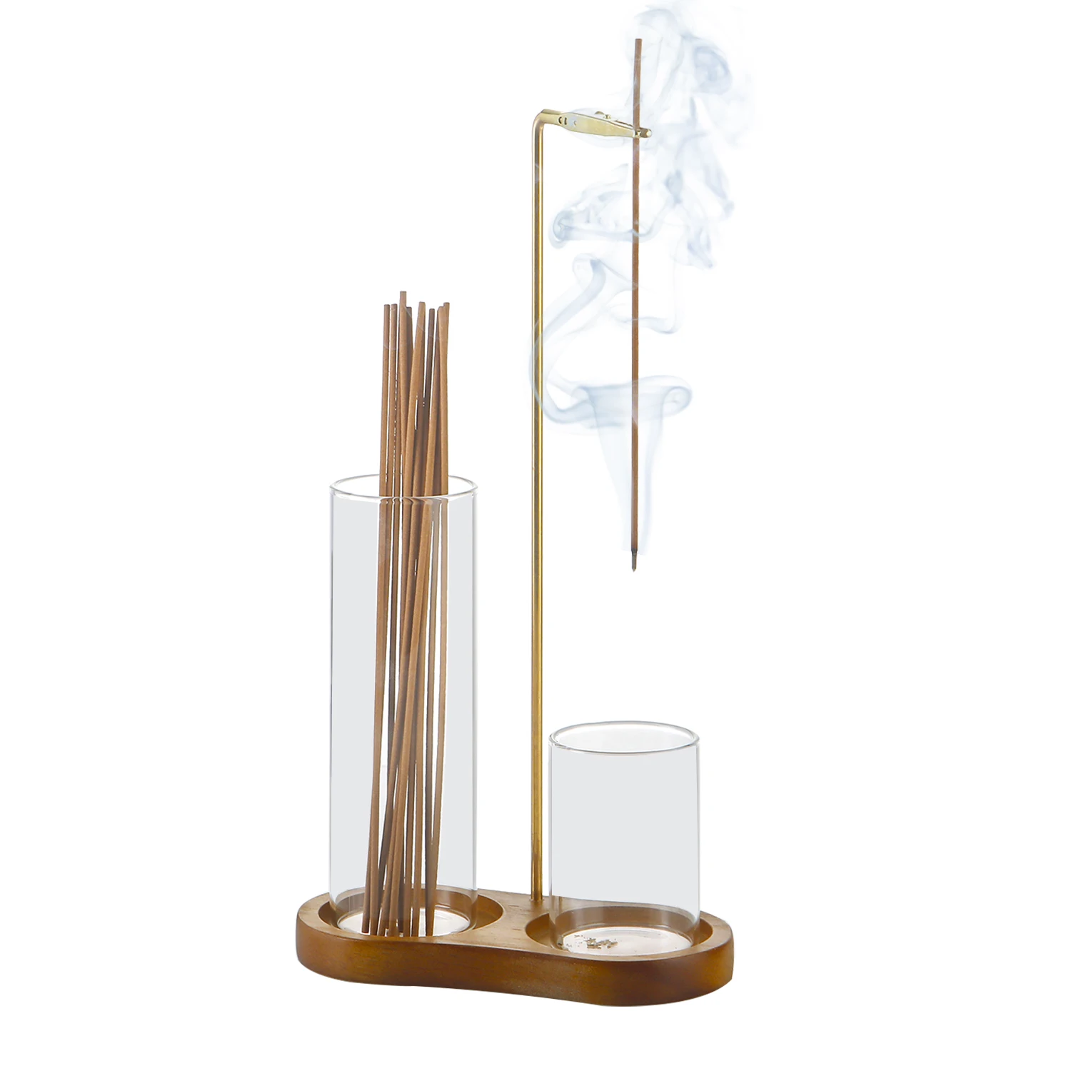 2-in-1-Räucherstäbchenhalter für Stöcke, fliegende Anti-Asche-Räuchergefäß mit Glas-Aschfänger und Stäbchen-Organizer für Meditation, Yoga – Detail 7
