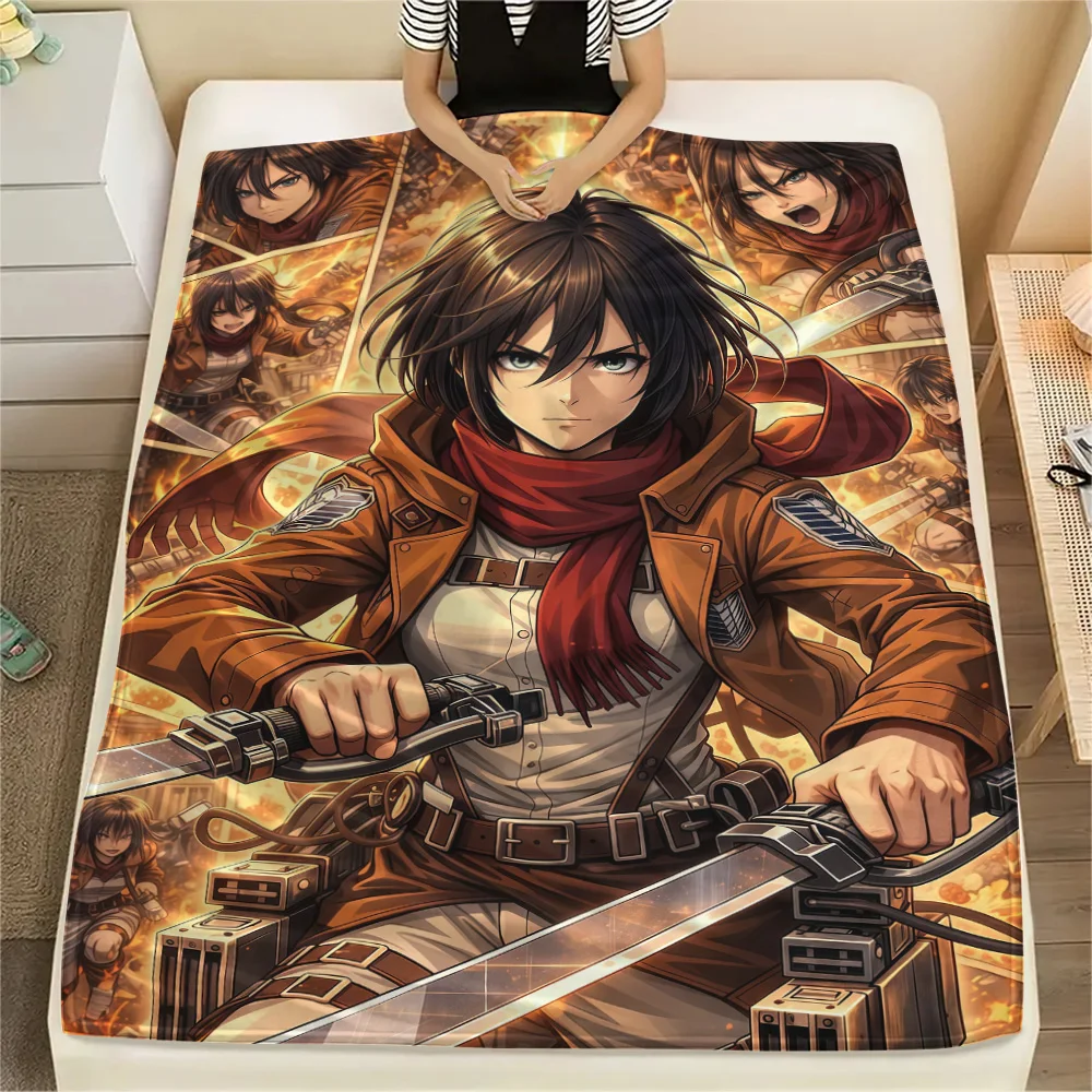 Mikasa Ackerman Flanelldecke, Geeignet für Zuhause und Schlafzimmer, Perfektes Geschenk für Attack on Titan Fans, Gemütlicher Überwurf