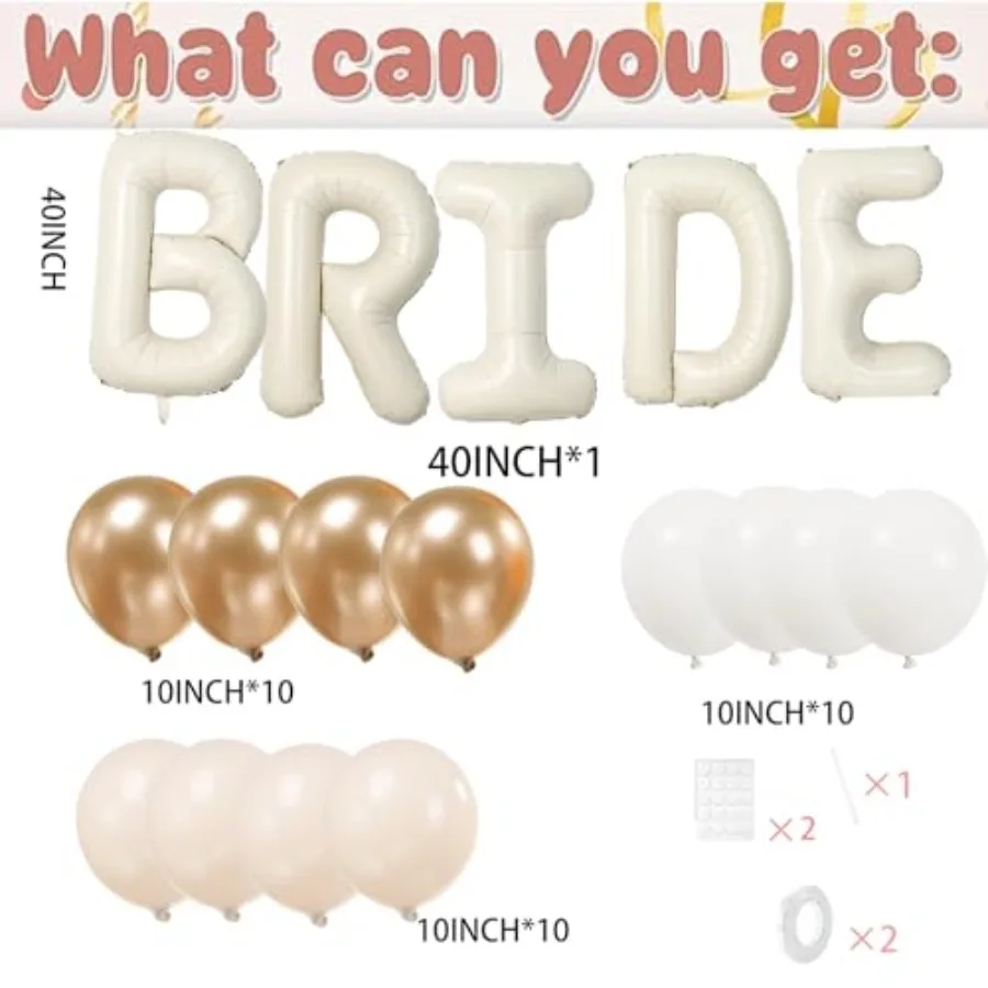 40 بوصة بالونات العروس لؤلؤة بيضاء الرمال الأبيض والشمبانيا الذهب بالونات مع كبير البيج كريم العروس بالون رسالة للبكال