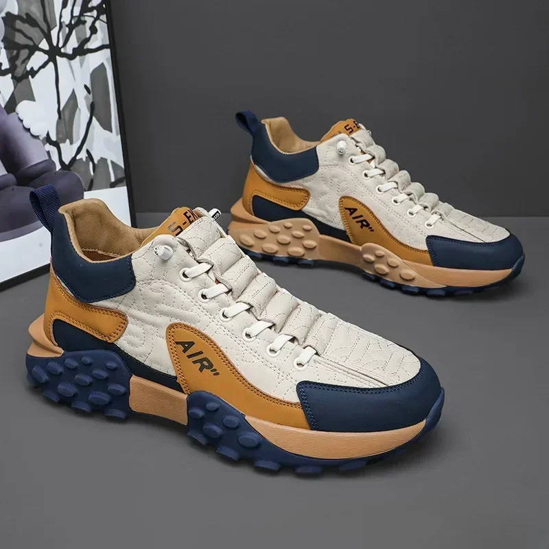 Zapatillas de tenis con plataforma de goma para hombre, zapatos para correr de alta calidad, antideslizantes, para gimnasio, atléticos, informales,