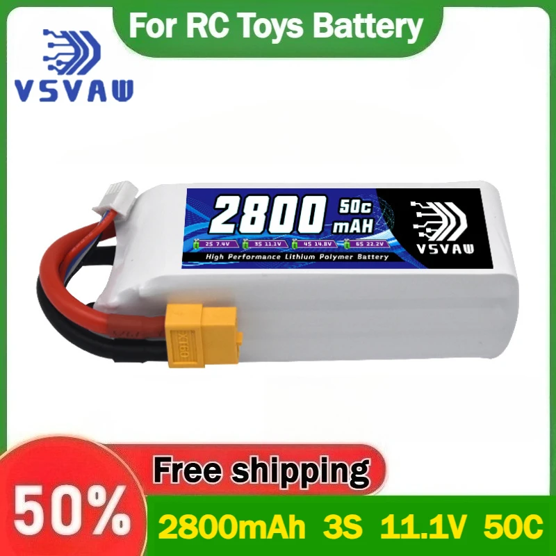 

2800mAh 3S 11.1V 50C FPV Drone Lipo Battery for Fixed-wing Aircraft Toys Car Models Quadcopter Rechargeable Batteries
