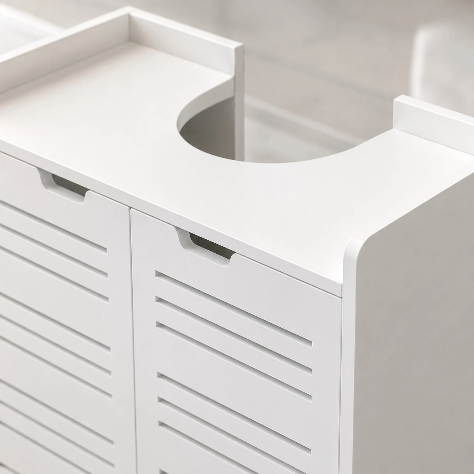 Under-Sink Organizer Space-Saving Floor-Standing Bathroom Cabinet with Slatted Doors Cupboard Slim