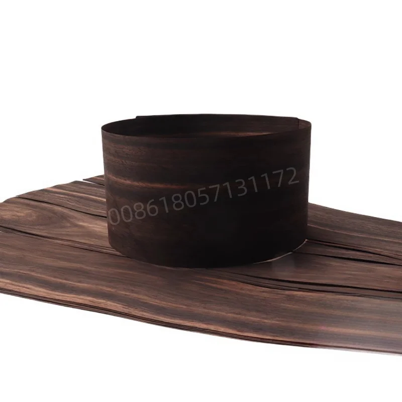 Custom Natural Ebony Veneer,2 Pieces, about 13x90cm, 0.5mm thick, for for Guitar Making & DIY Woodworking, Coffee