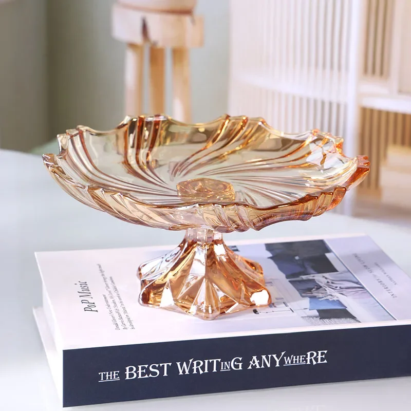 

European Fashion High Foot Glass Dried Fruit Dish Creative Front Desk Club Snack Dish Exquisite Hotel Fruit Dish Ktv Candy Tray