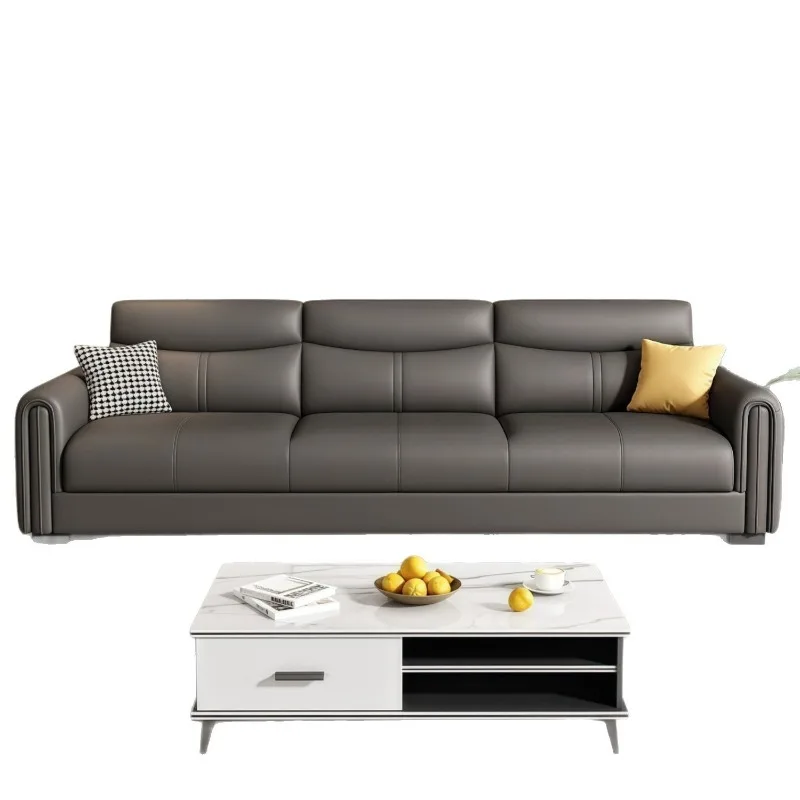 

Cat scratching leather sofa, small apartment straight row princess leather sofa combination