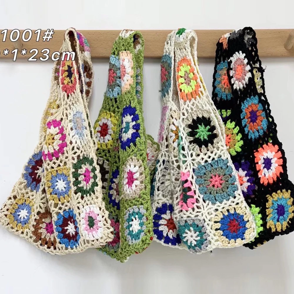 

Hollow Crochet Wrist Bag Purses and Handbags Fashion Flower Knitting Shoulder Bags for Women 2022 Designer Bag Handmade Clutch