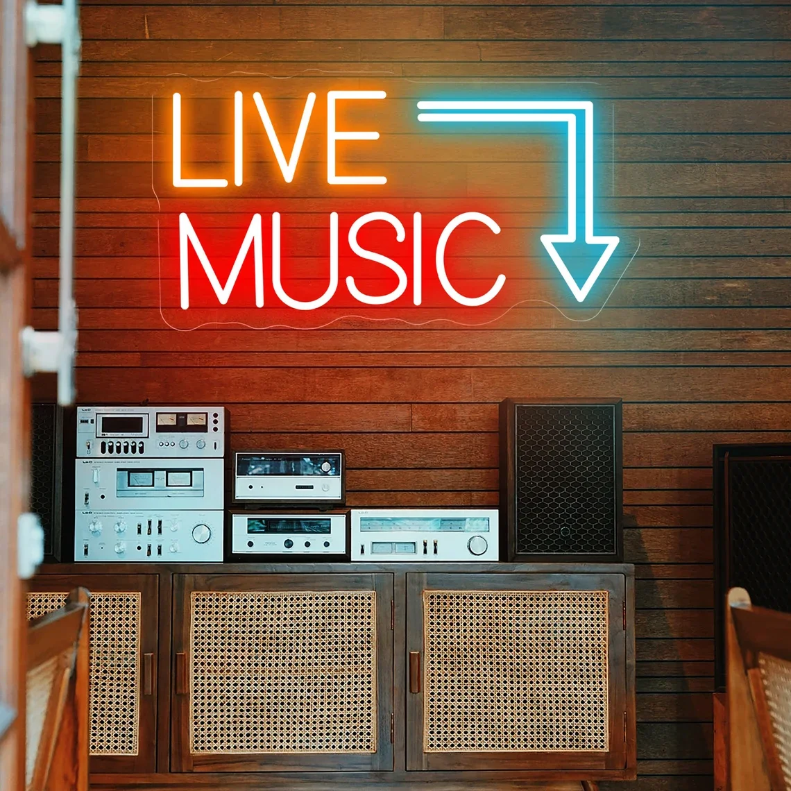 Live Music Neon Sign Personalized Neon Light Up Sign Bar Club Music Studio Wall Decor Living Room Decoration Birthday Gift