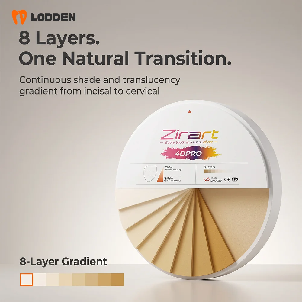 LODDEN 4D PRO zirconia block, multi-layer, denture fabrication material 1200MPa suitable for dental laboratory CAD/CAM materials