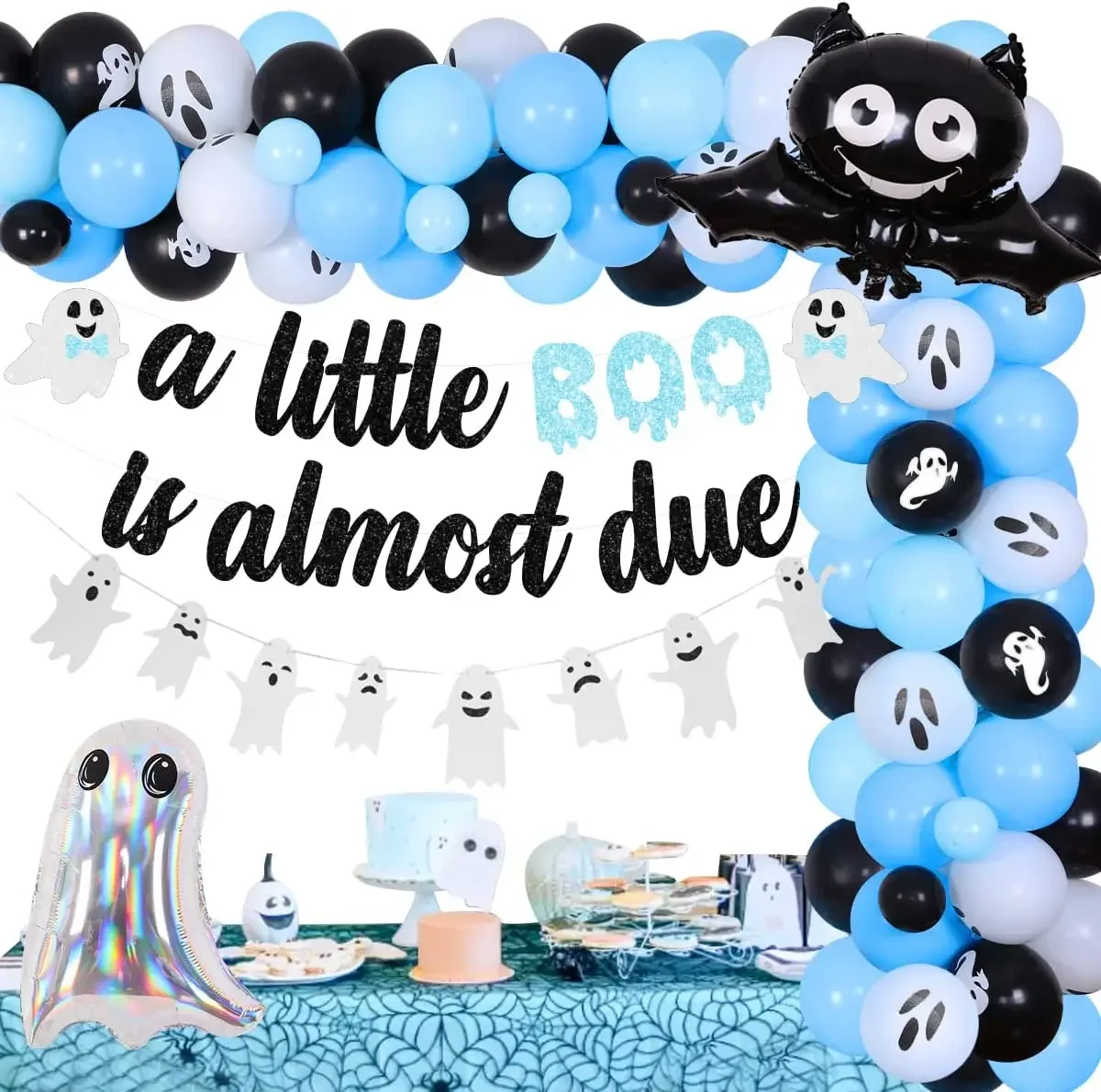 

Halloween Balloon Garland A Little Boo Is Almost Due Banner Ghost Bat Balloon Baby Shower Pregnancy Celebration Party Decoration