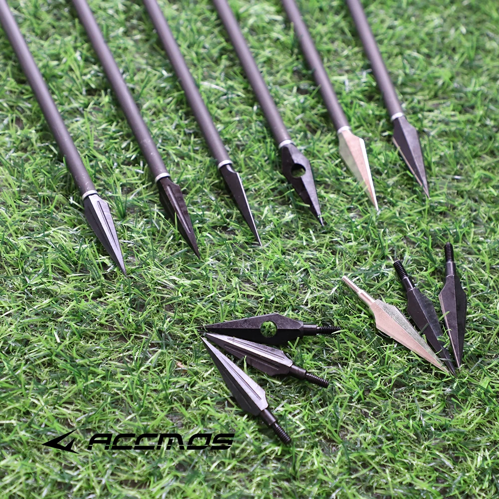 

3/6/12pcs 100/125/150gn High Carbon Steel Arrow Heads Broadheads Tips Arrow Points for Archery Compound Bow Recurve Bow