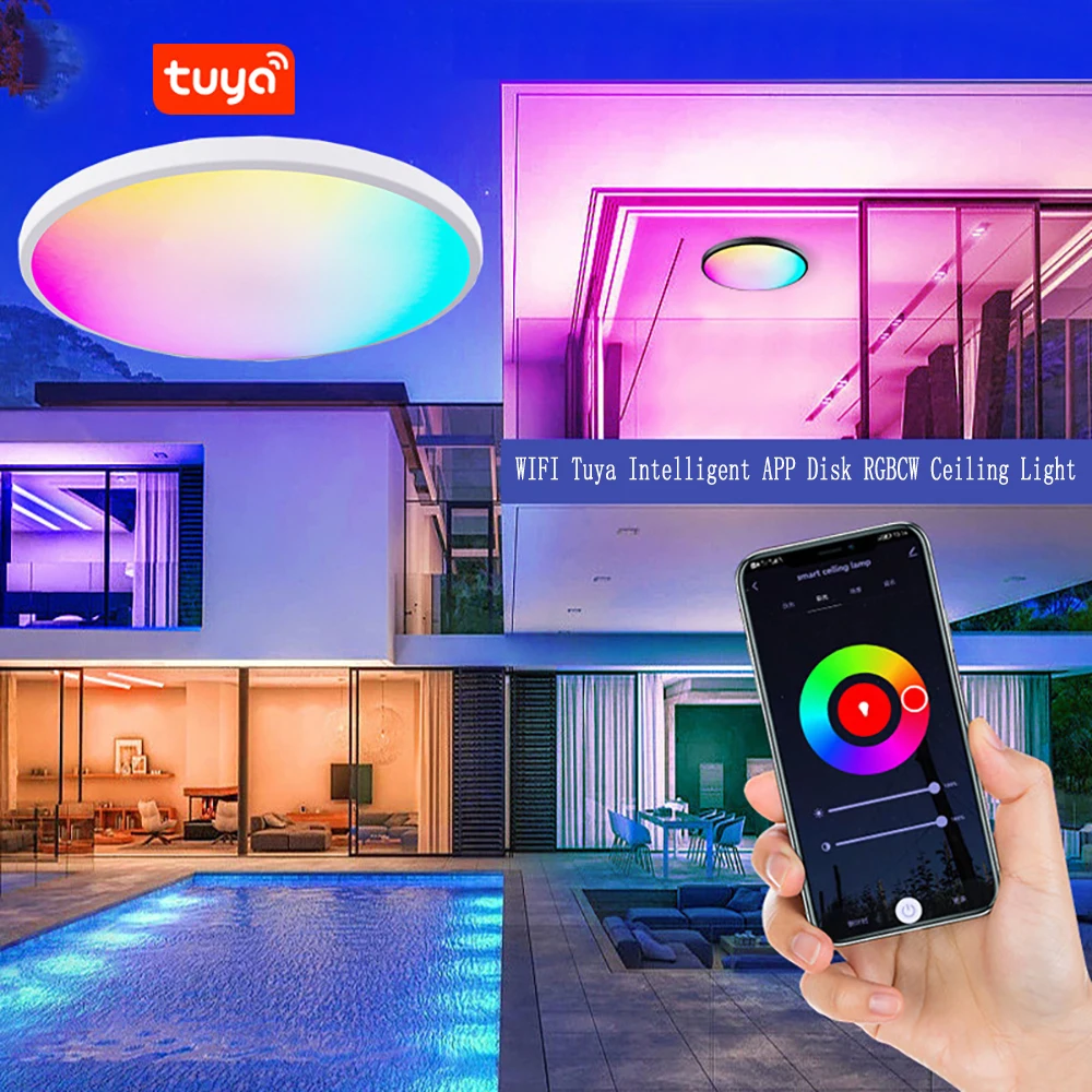 TUYA Intelligent Ceiling Light LED RGBCW Light APP Control 42W 1100~220V Suitable for Room Lighting