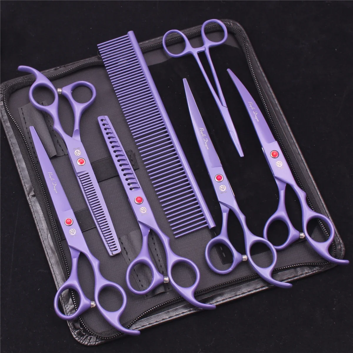 

7.0 Pet Grooming Scissors Set Japanese Steel Straight Curved Dog Cat Cutting Thinning Shears Hair Comb Hemostatic Forceps Z3103