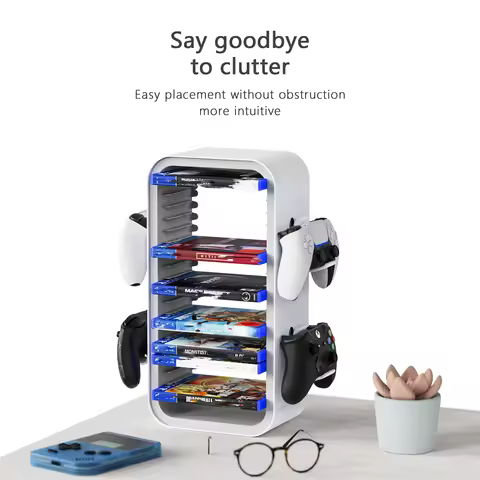 LinYuvo Game Storage Tower - Universal Video Game Organizer for PS4, PS5, Xbox, Switch and Blu-Ray - Holds 18 Disks