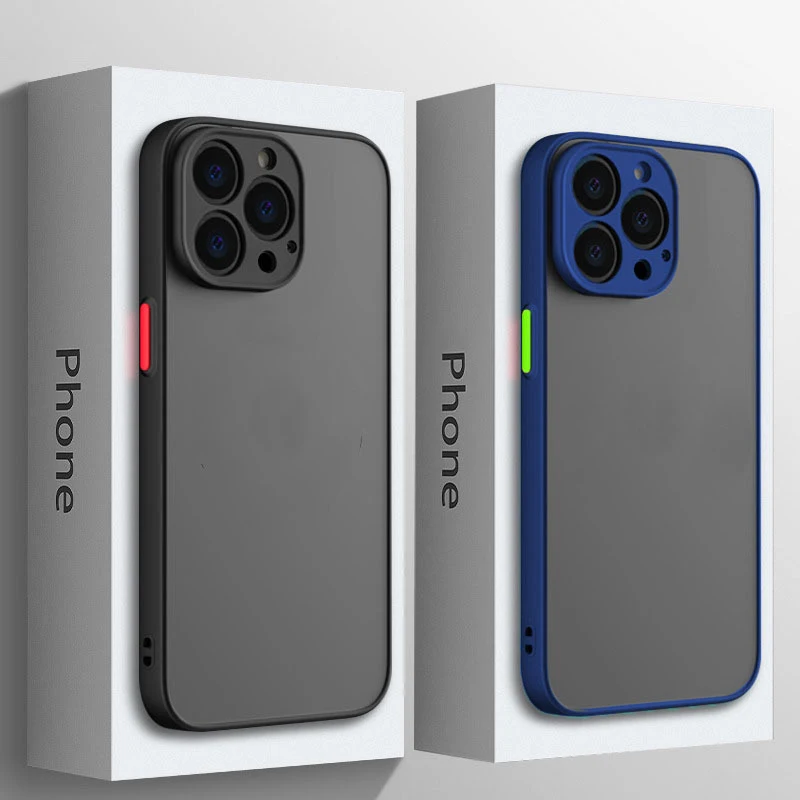 Защитный матовый ударопрочный чехол для iPhone 15 14 13 12 11 Pro Max XR XS X 7 8 Plus