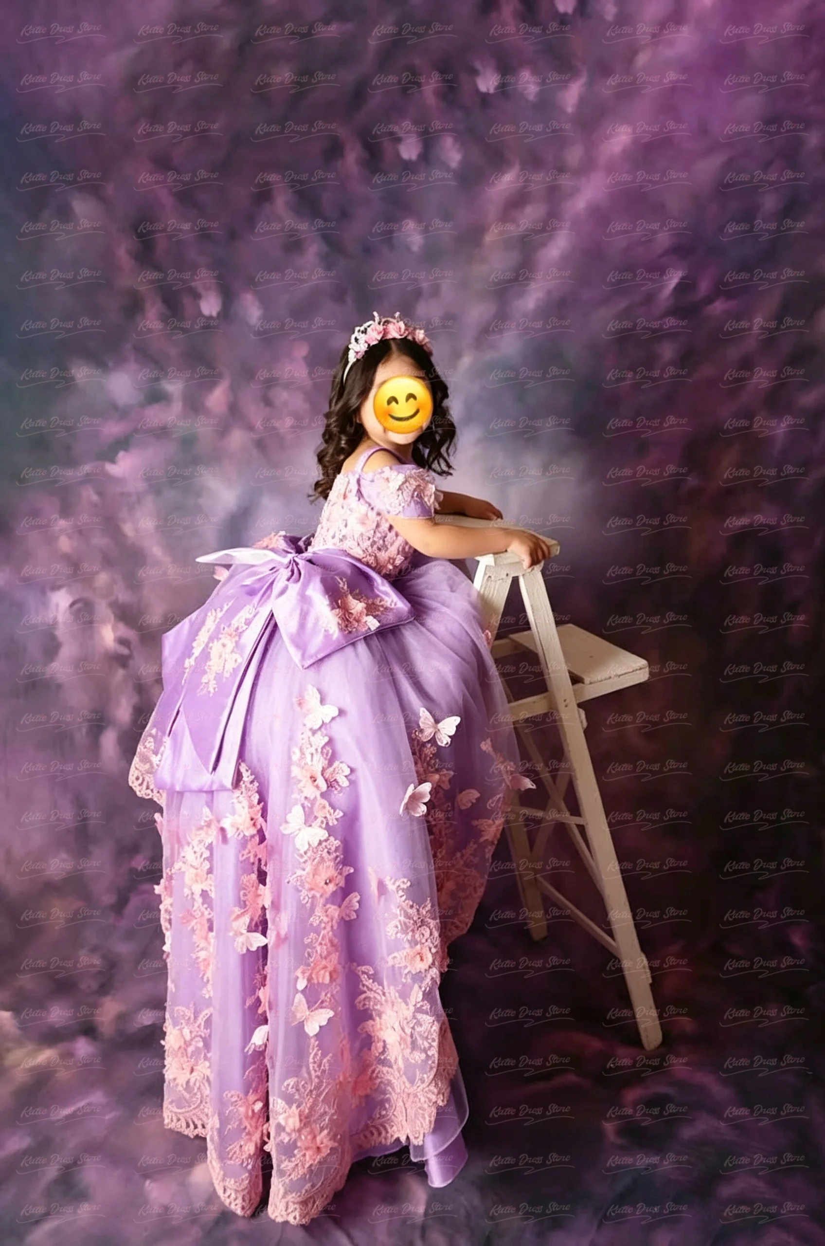 Customized Flower Girl Dress For Wedding Tulle Puffy Applique Lace Tulle Puffy Bow Kids Birthday Party First Communion Ball Gown