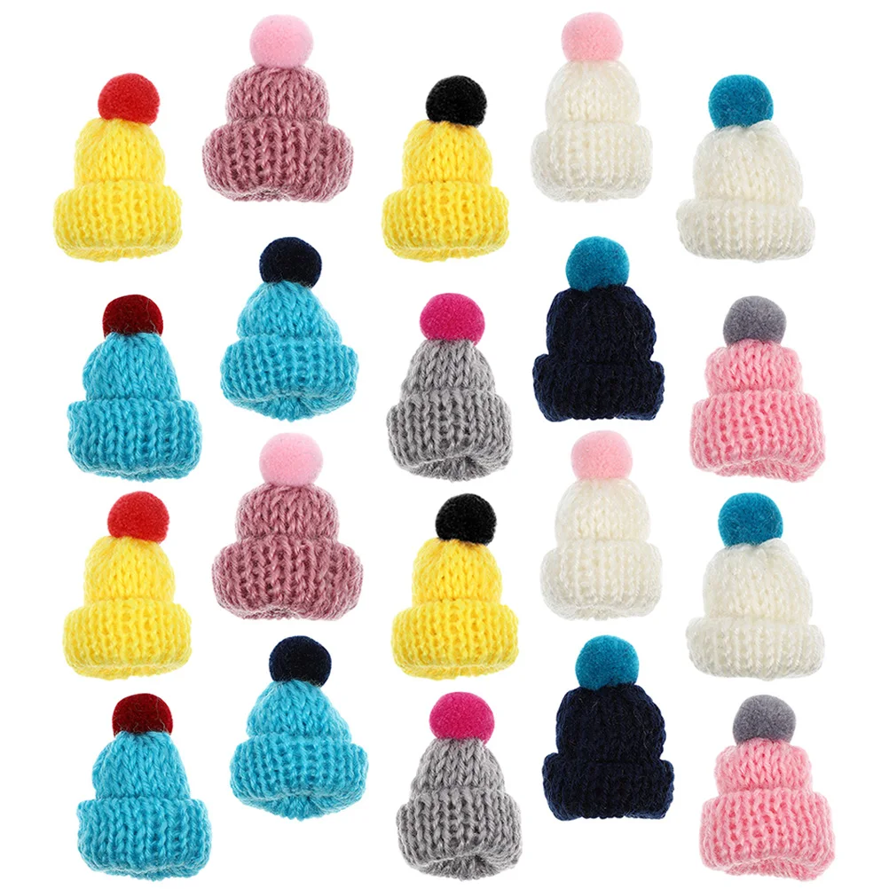 

20 Pcs Mini Beanie Craft Hats Tiny Small Decorative Crafts Knitting Miniature