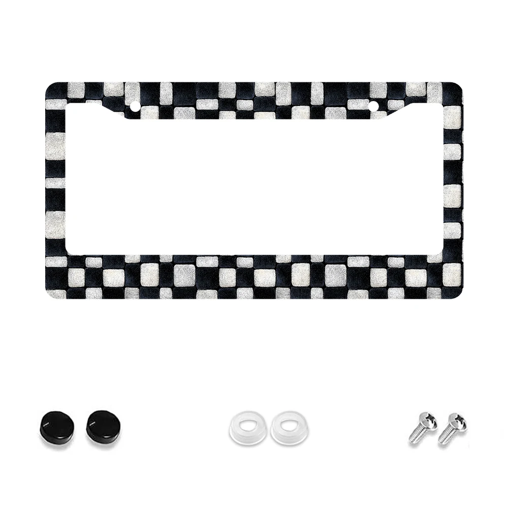 

1 шт. черно-белая рамка номерного знака с 2 отверстиями в клетку, алюминиевый материал, 6x12 дюймов с комплектом винтов, новинка в стиле ретро