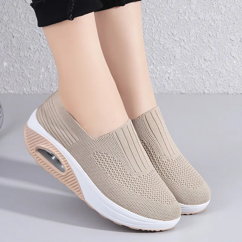 Shoes for Women Fashion Vulcanized Sneakers Platform Solid Color Flat Ladies Shoes Casual Breathable Wedges Ladies Walking Shoes