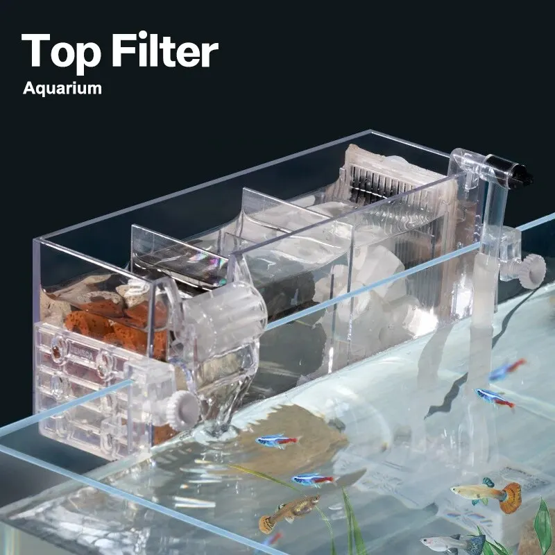 Aquarium Wall Mounted Filter 3-in-1 Oxygenated Silent Circulating Waterfall Wall Mounted Filter Drum Multi-layer Filter Drip Box