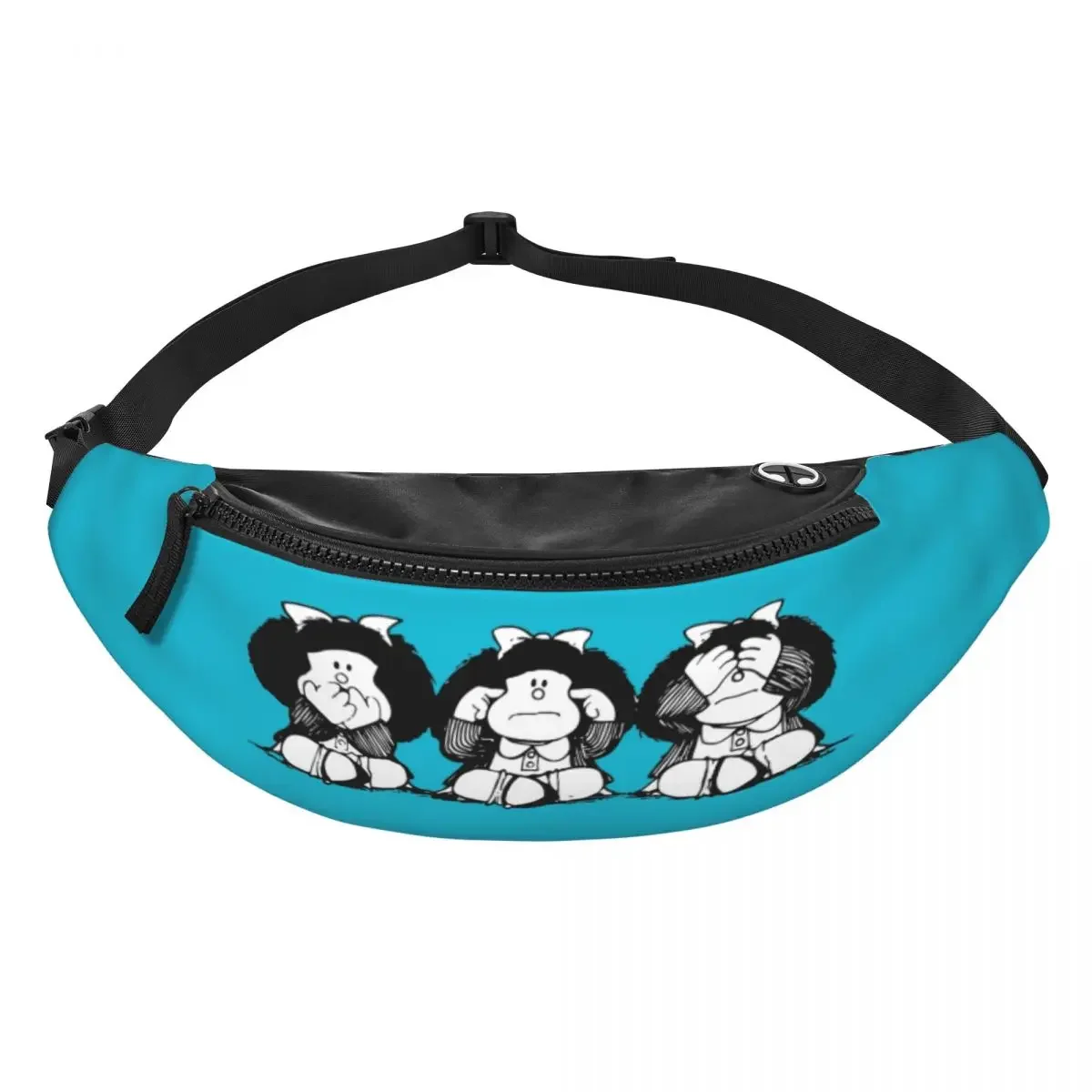 Cool Humor Mafalda riñonera para viajes, senderismo, hombres y mujeres, bolso de cintura cruzado de Manga de dibujos animados, bolsa de dinero para teléfono