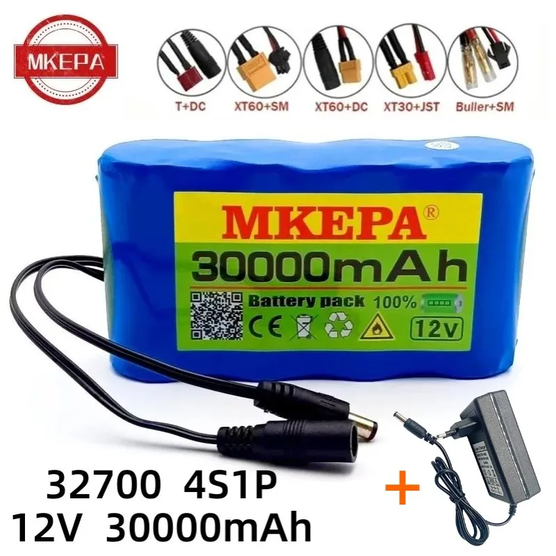 32700 Lifepo4 Battery Pack 4S1P 12V 30000mAh with 4S 40A Balanced BMS for Electric Boat and Uninterrupted Power Supply+charger