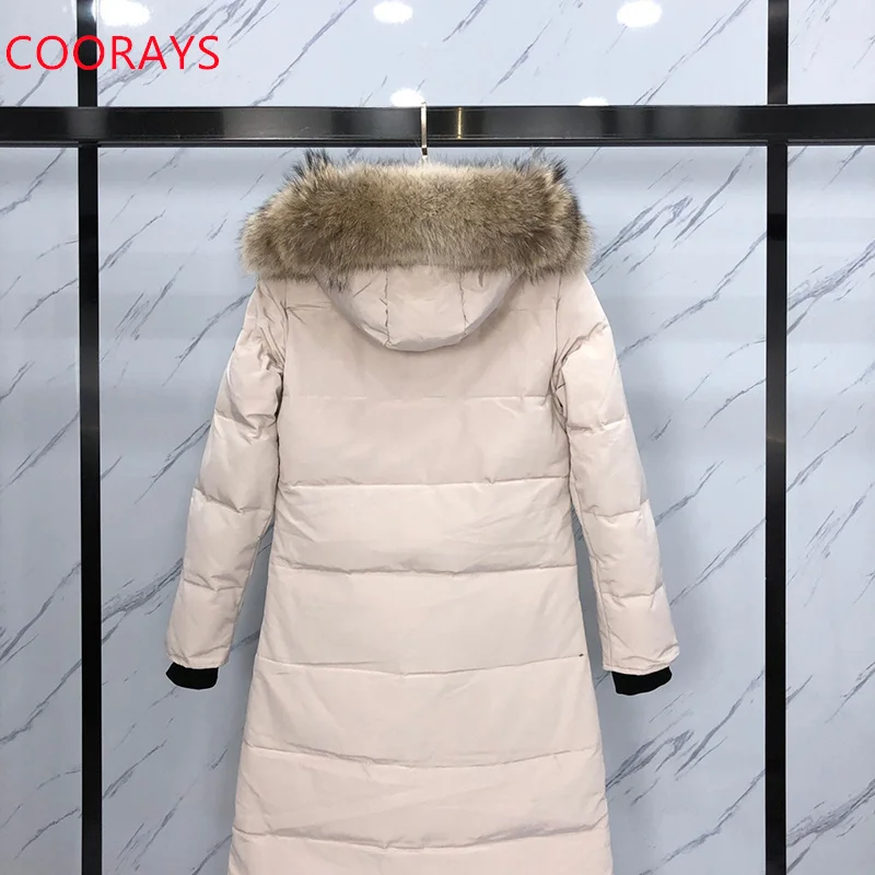 Canadian Down Jacket Women Long Coat Parka Expedition White Goose Down Hooded Waterproof Jacket Authentic Coyote Fur 3035L