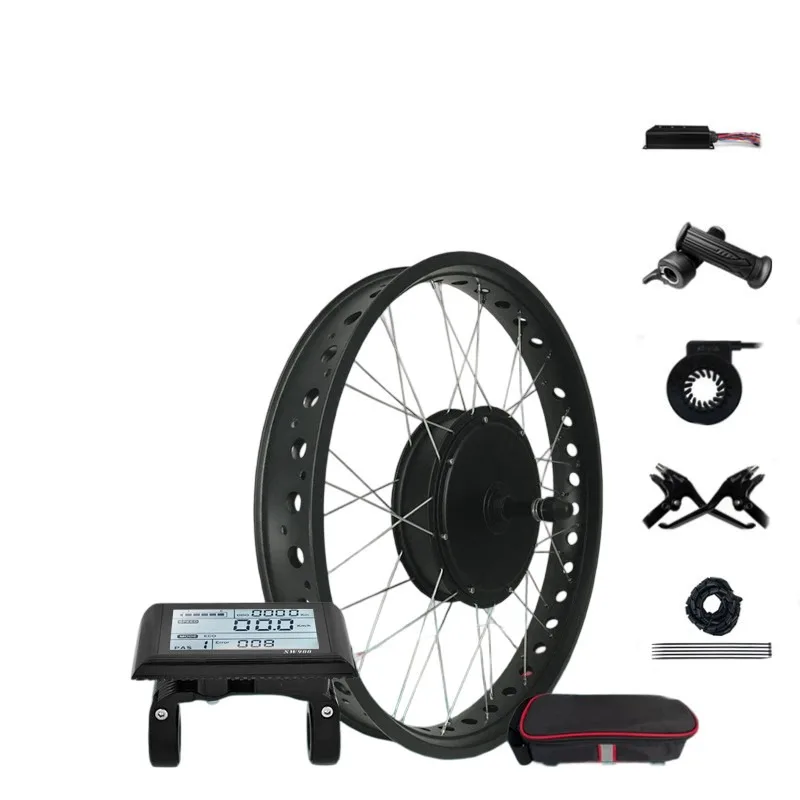 

Snow Fat Tire Ebike Conversion Kit 72V 5000W Rear Freewheel Motor 20/24/26 Inch for Off-Road Deep Snow Mountain Electric Bike