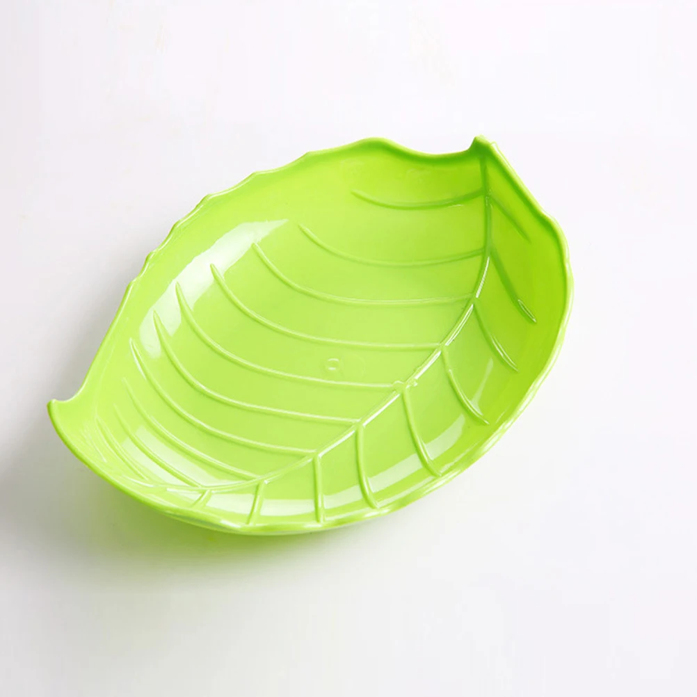 

15pcs Leaf Shaped Plastic Trays Green Party Snack Plates Buffet Food Serving Restaurant Dessert Reliable Safe Tropical