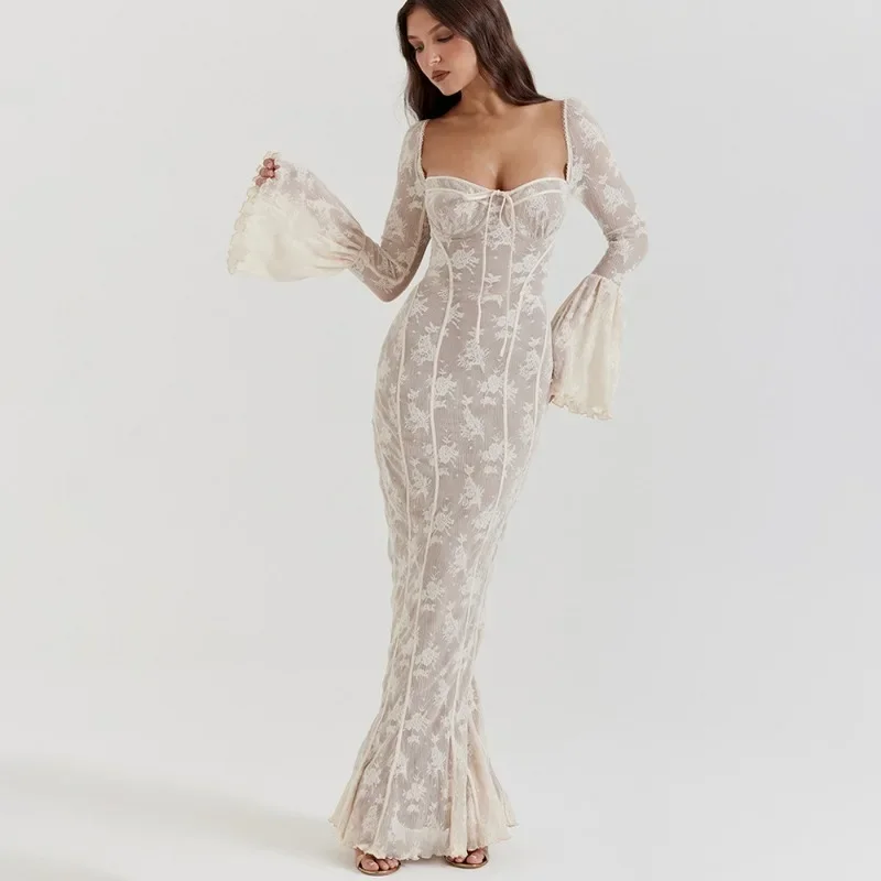 جديد النمط الأوروبي والأمريكي متوهج كم مثير الدانتيل حمالة فستان طويل، فتاة حار كاشفة على ظهره فستان الأرداف