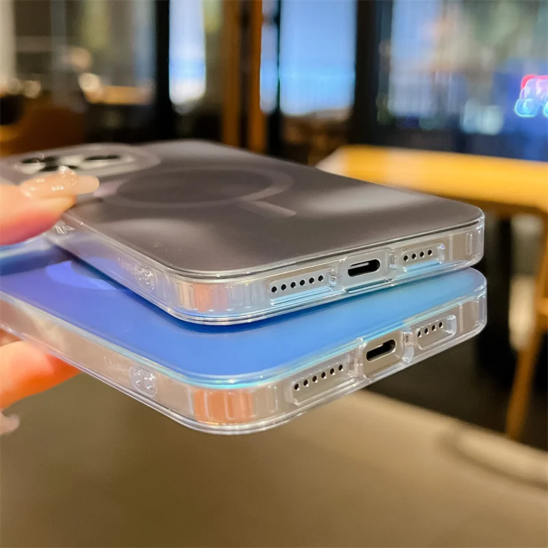 Custodia di ricarica wireless magnetica ultrasottile con gradiente acquerello di lusso per iPhone 16Pro Max 15 Pro 14 13Pro Magsafe Aurora Cover