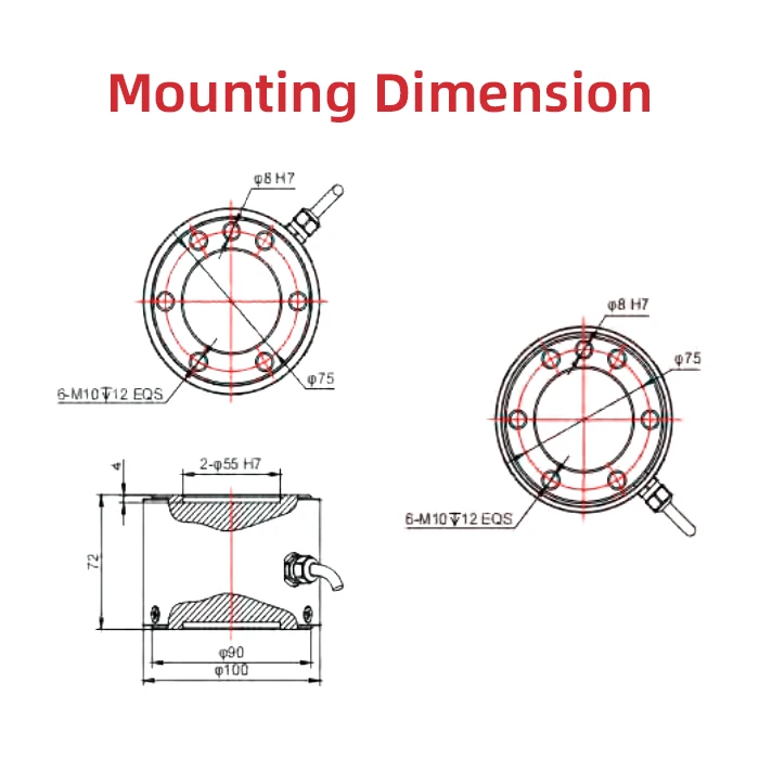 T510 multicomponent force and torque load cell sensor