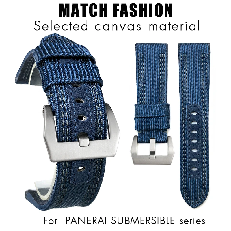 for Panerai LUMINOR SUBMERSIBLE High Quality 24mm 26mm Fabric Canvas Watch Band PAM00985 984 441 111 Nylon Strap Mens Free Tools