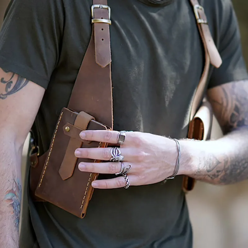 

Средневековая кожаная кобура для ремня, мотоциклетный стиль, скрытый противоугонный кошелек, чехол для телефона, косплей викингов, фестивальная сумка для мужчин и женщин