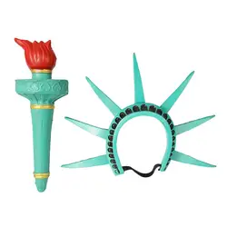 Halloween Statue of Liberty Headwear with Torch Cosplay Female Decorative Props Party Costumes Realistic Supplies