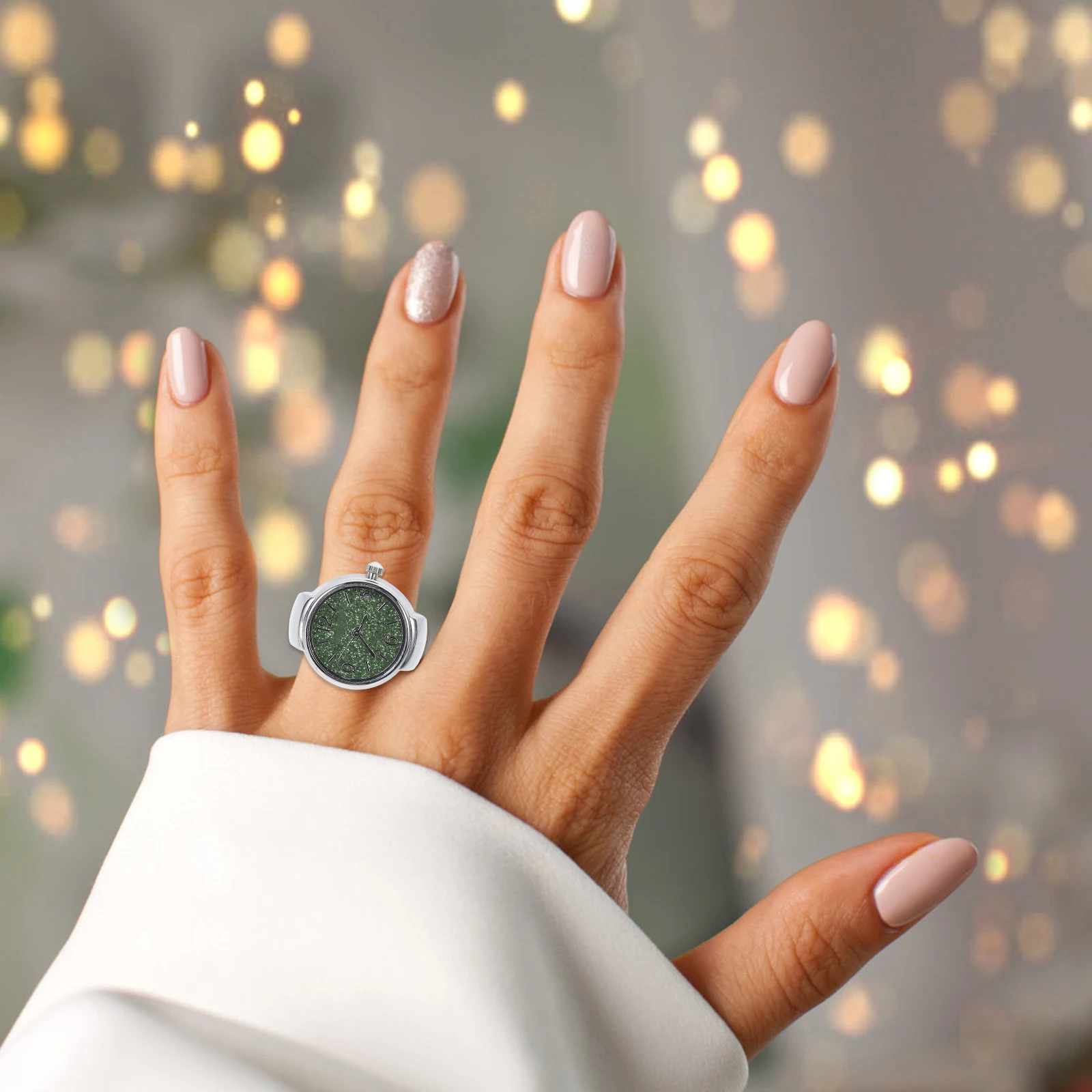

Ring Watch Quartz Finger Fashion Numerals Round Black for Men Women Casual Digital Style Festival Gift Zinc Alloy Long Life