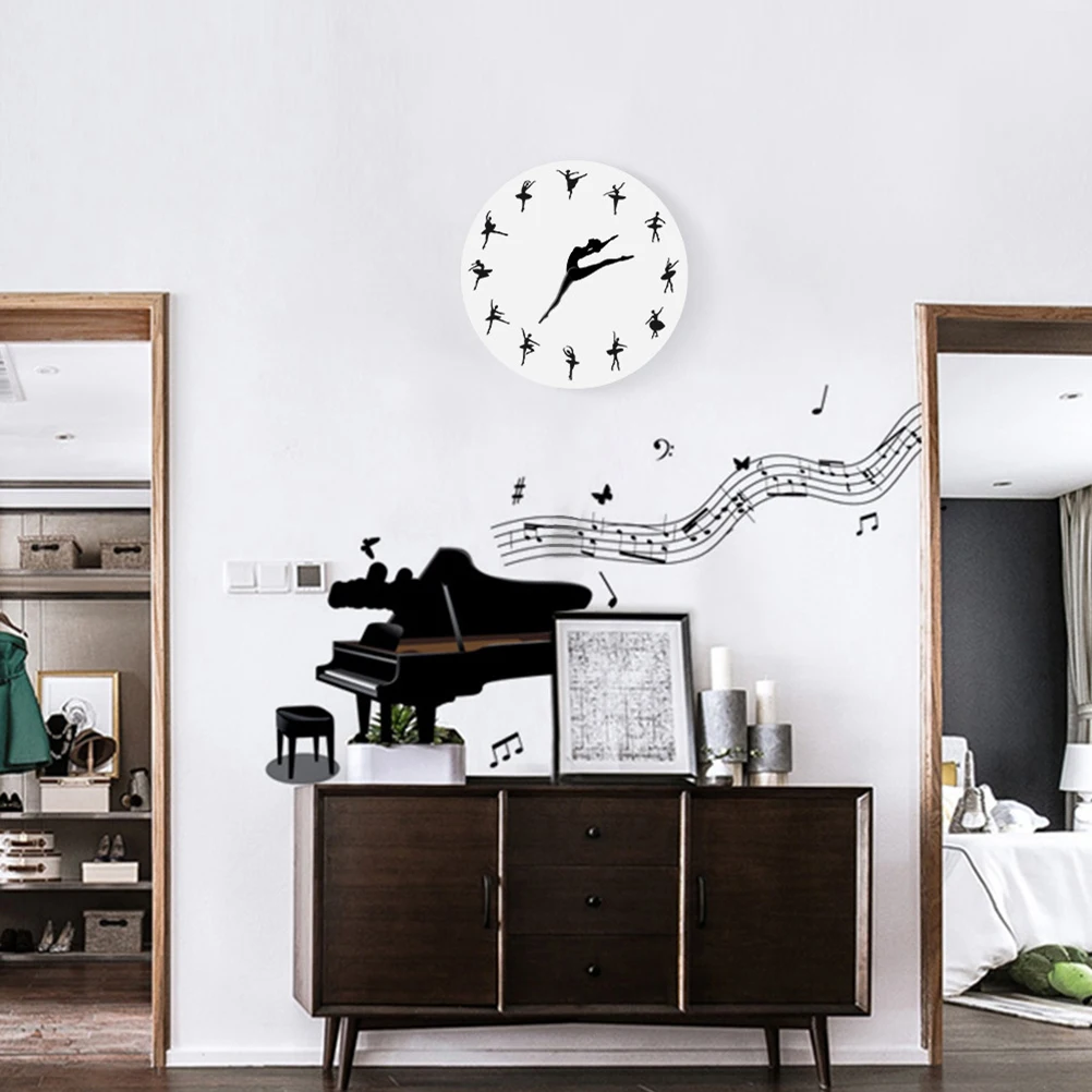

Charming Ballerina Large Ballet Dancing Silent Home Decor Clock For Living Room Bedroom Office Mute Movement Wall Watch