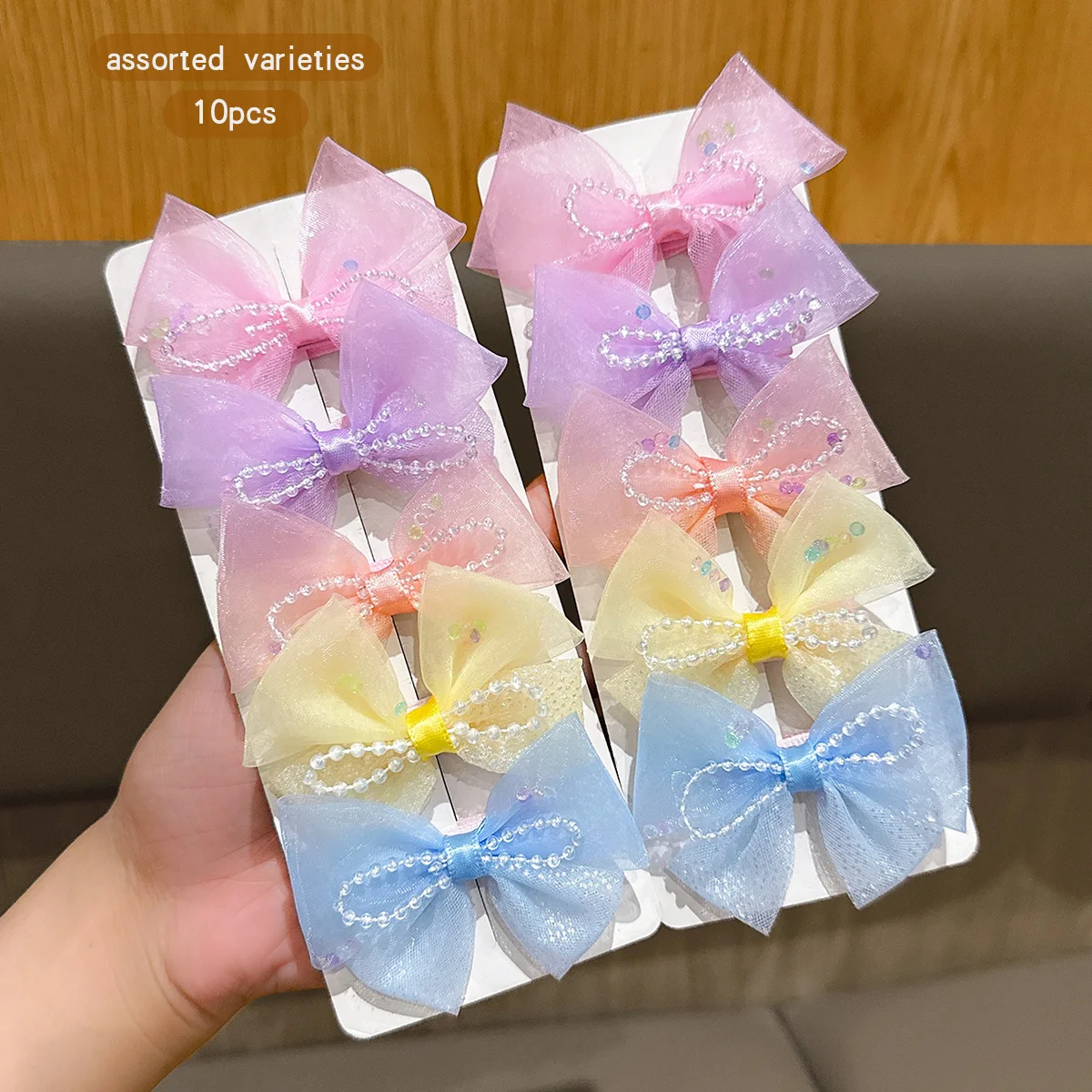 

10 sweet and colorful bow hair clips, cute hair clips, suitable for daily use as hair accessories