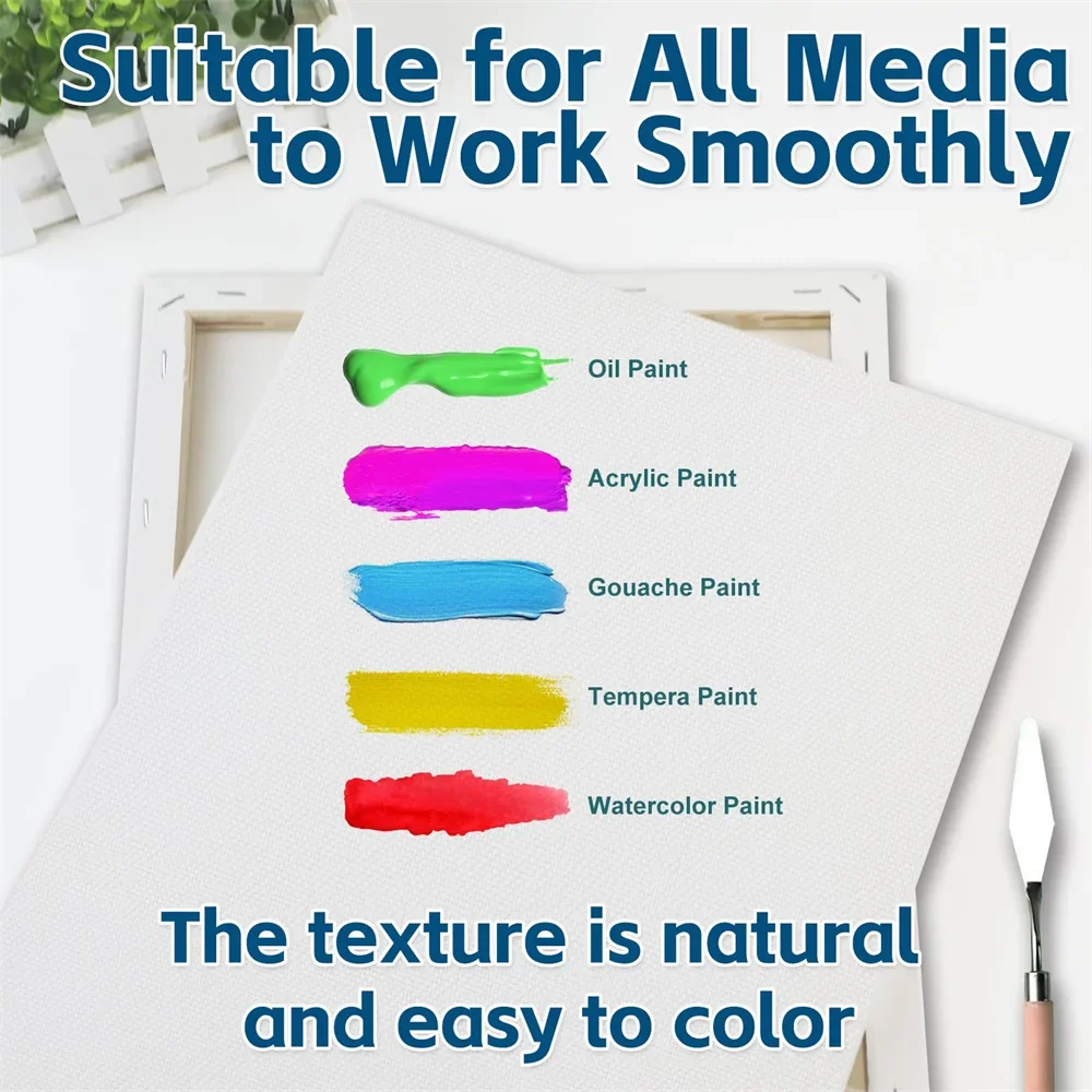 12 SZTUK Biała pusta tablica artystyczna Płótno artystyczne Tablica artystyczna Akrylowy obraz olejny Drewno + bawełna Malarstwo artystyczne Różnorodne rozmiary są